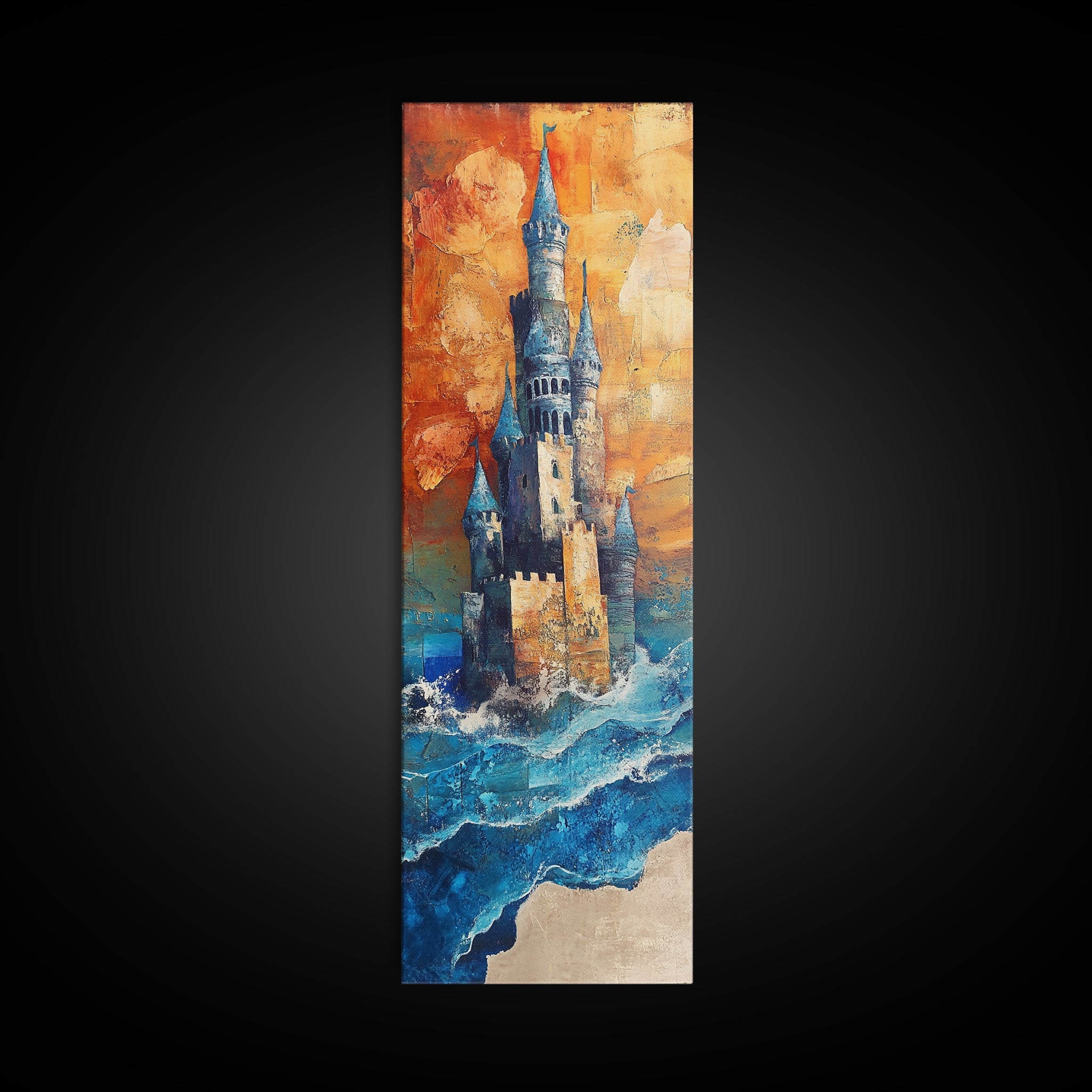 Fantasy Castle, dark romance painting, moody art, fairy tale art, framed canvas print, gothic decor, above bed wall art, boho art