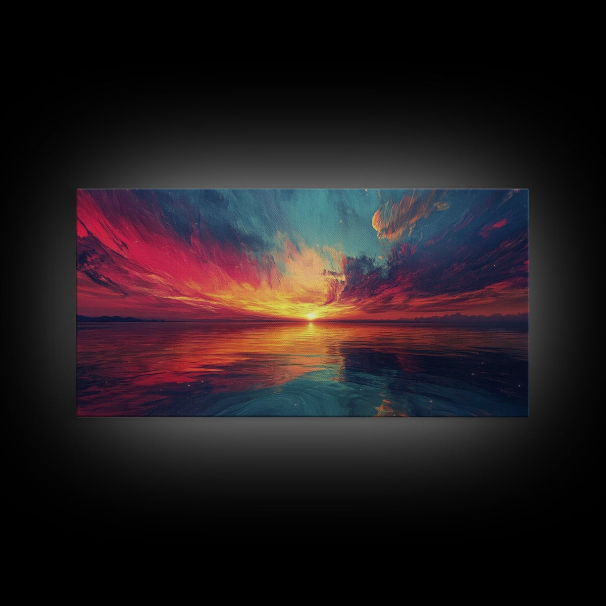 Cosmic Sunset, Dark Romance, Lofi Art, Moody Wall Art, Extra Wide Art, Above Couch Art, Framed Canvas Print, Bedroom Decor | | Wiccan Center