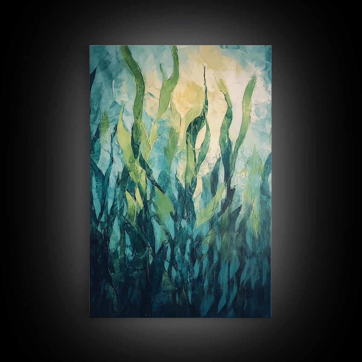 Underwater Kelp Forest, Coastal Landscape Art, Teal Wall Art, Nautical Decor, Nature Inspired Art, Wabi Sabi Art, Canvas Print | | Wiccan Center