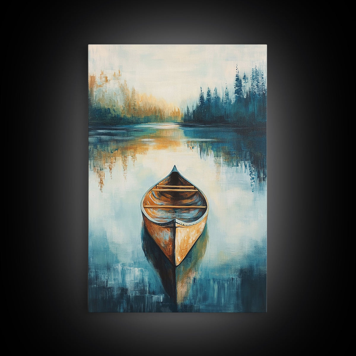 Still Water Canoe, Lake Tahoe Art, Nautical Painting, Rustic Wall Art, Moody Art, Extra Wide Art, Above Couch Art, Canvas Print | | Wiccan Center