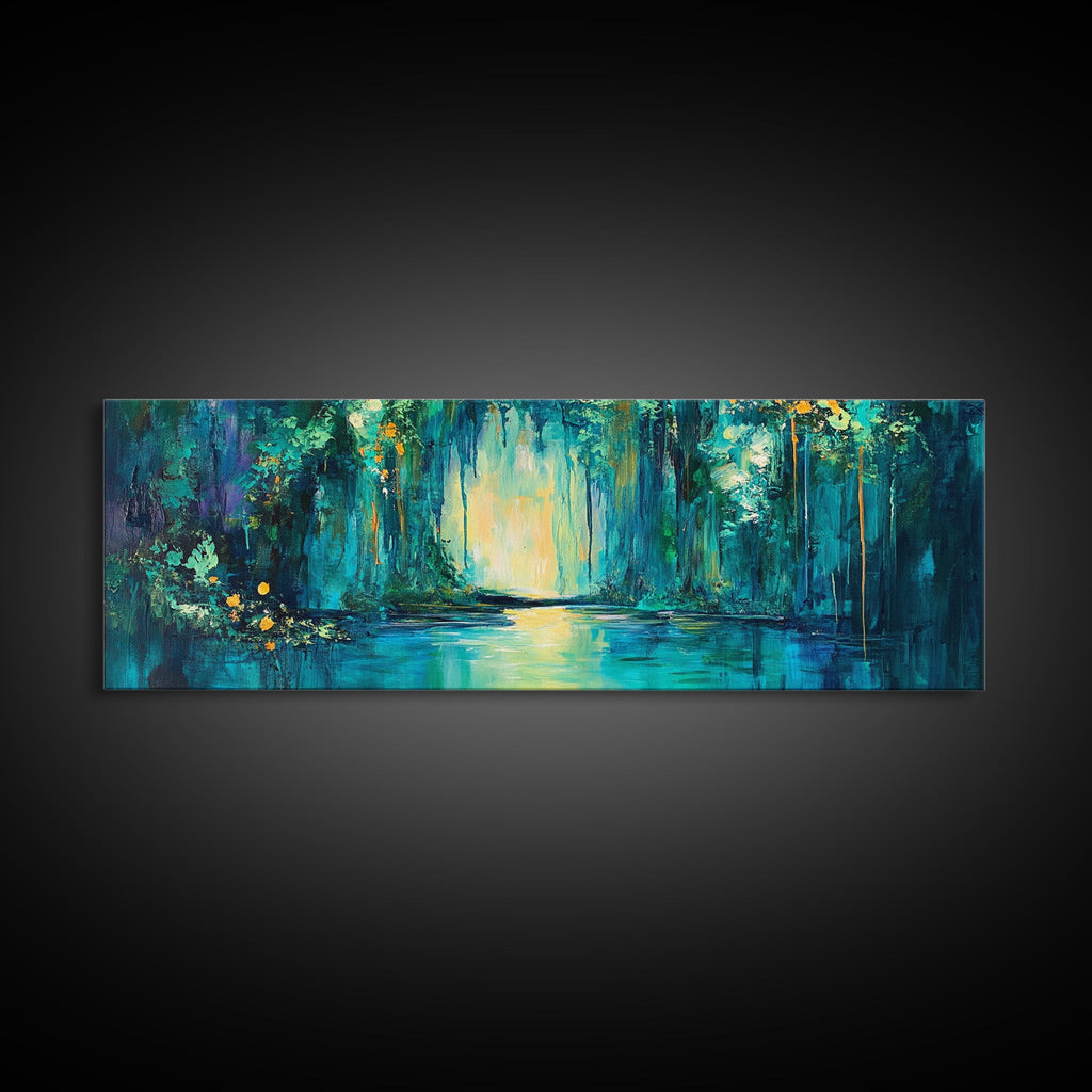 Magical Forest Lake Framed Canvas Print Fantasy Nature Wall Art Mystical Greenery Home Decor Living Room Office Gift | | Wiccan Center