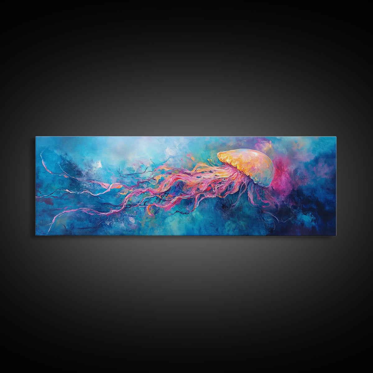 Jellyfish Underwater Fantasy Canvas Print, Vibrant Ocean Life Wall Art, Deep Sea Painting, Marine Bedroom Decor, Nature Lover Gift | | Wiccan Center