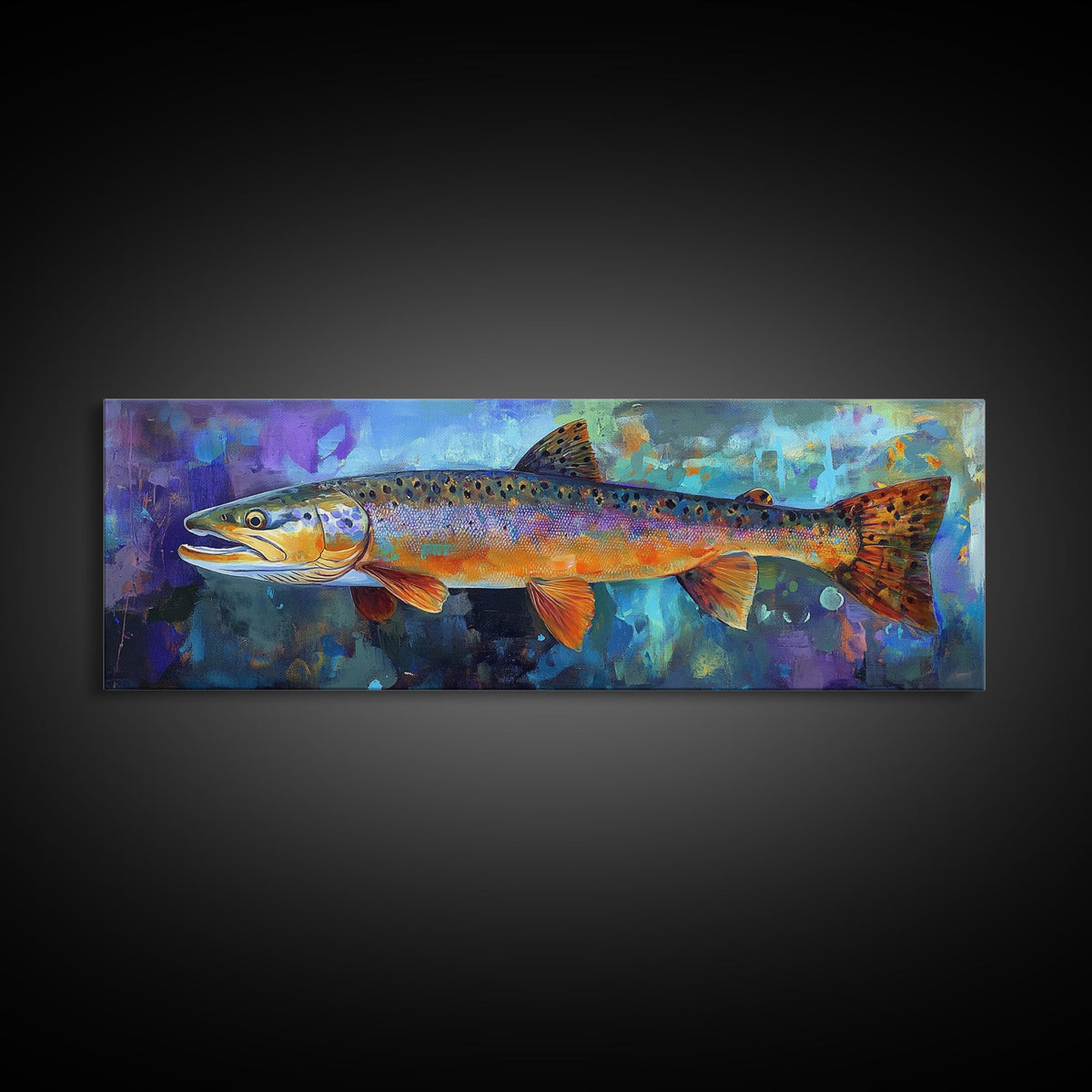 Colorful Trout Fishing Art, Rustic Cabin Decor, Wildlife Wall Art, Fish Painting, Outdoor Enthusiast Gift, Lodge Wall Decor