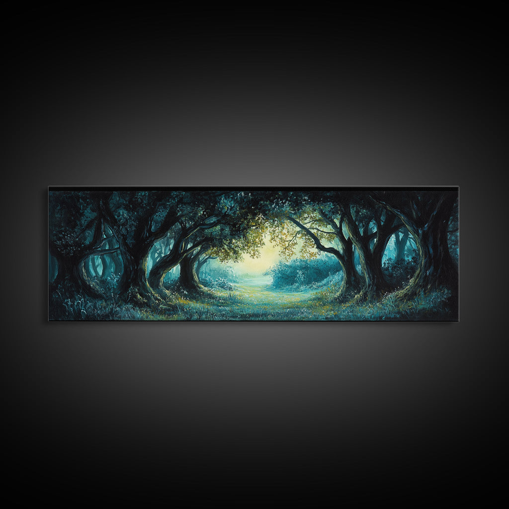 Enchanted Forest Framed Canvas Print Magical Woodland Scene, Nature Wall Art, Fantasy Art, Dark Green Landscape, Home Decor | | Wiccan Center
