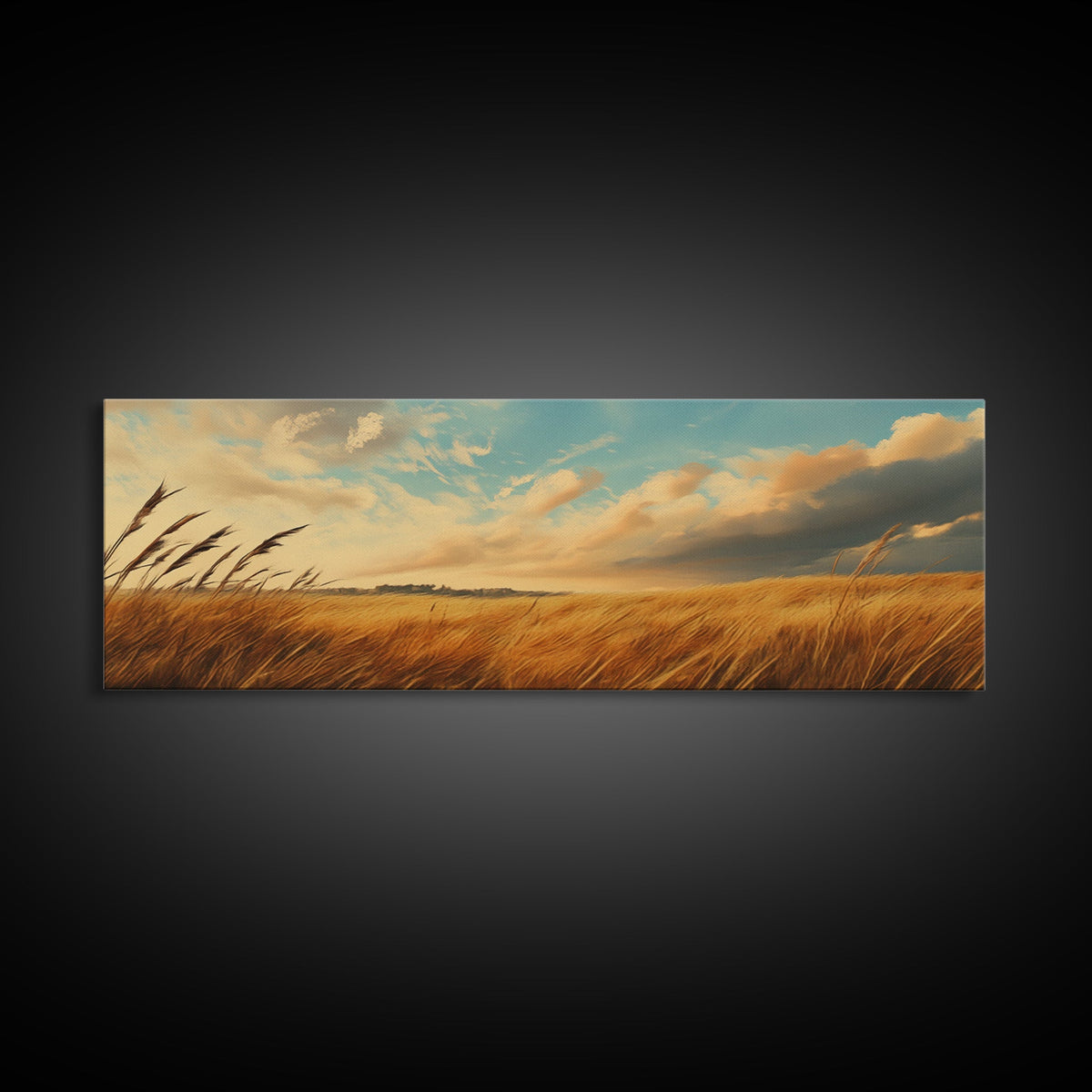 Golden Fields, Autumn Wind Art, Rustic Country Landscape, Farmhouse Home Decor, Living Room Art, Canvas Print, Framed Canvas Print | | Wiccan Center