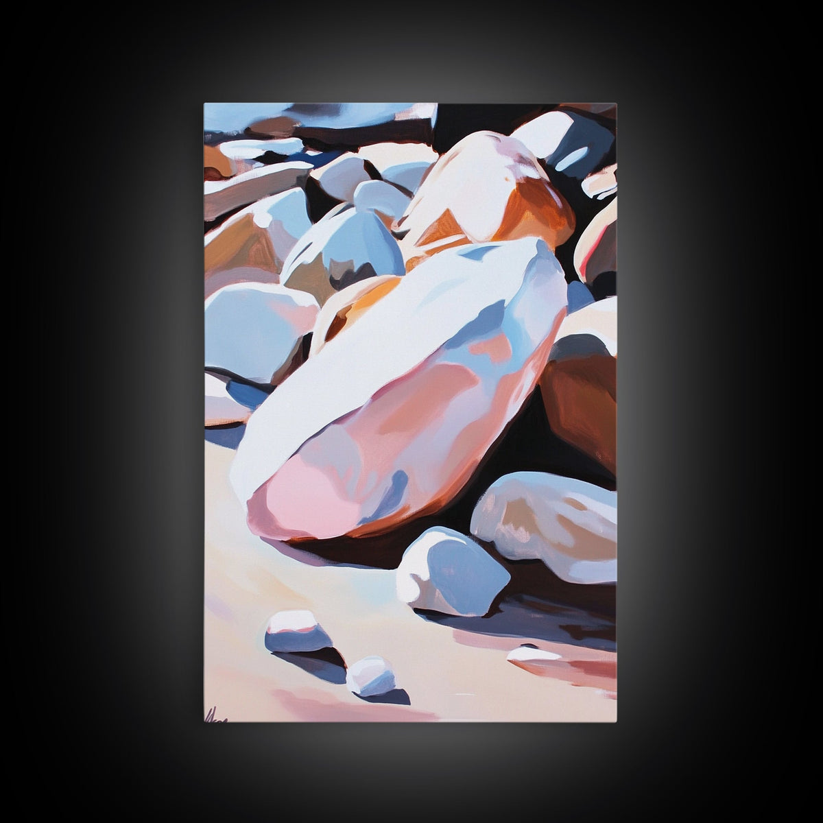 Mystic Cliffside, Surreal Landscape, Nature Aesthetic, Modern Wall Decor, Soft Pastels, Dreamy Art, Framed Canvas Print, Hallway | | Wiccan Center