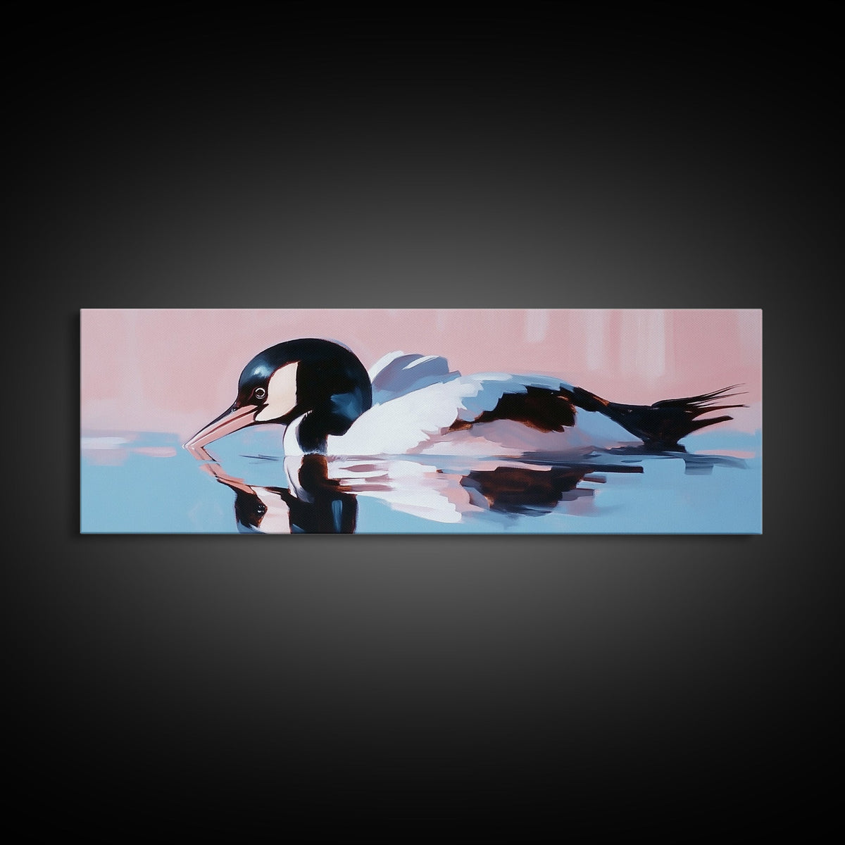 Water Bird, serene wildlife art, nature-inspired home decor, modern minimalist print, framed canvas print, coastal bird artwork