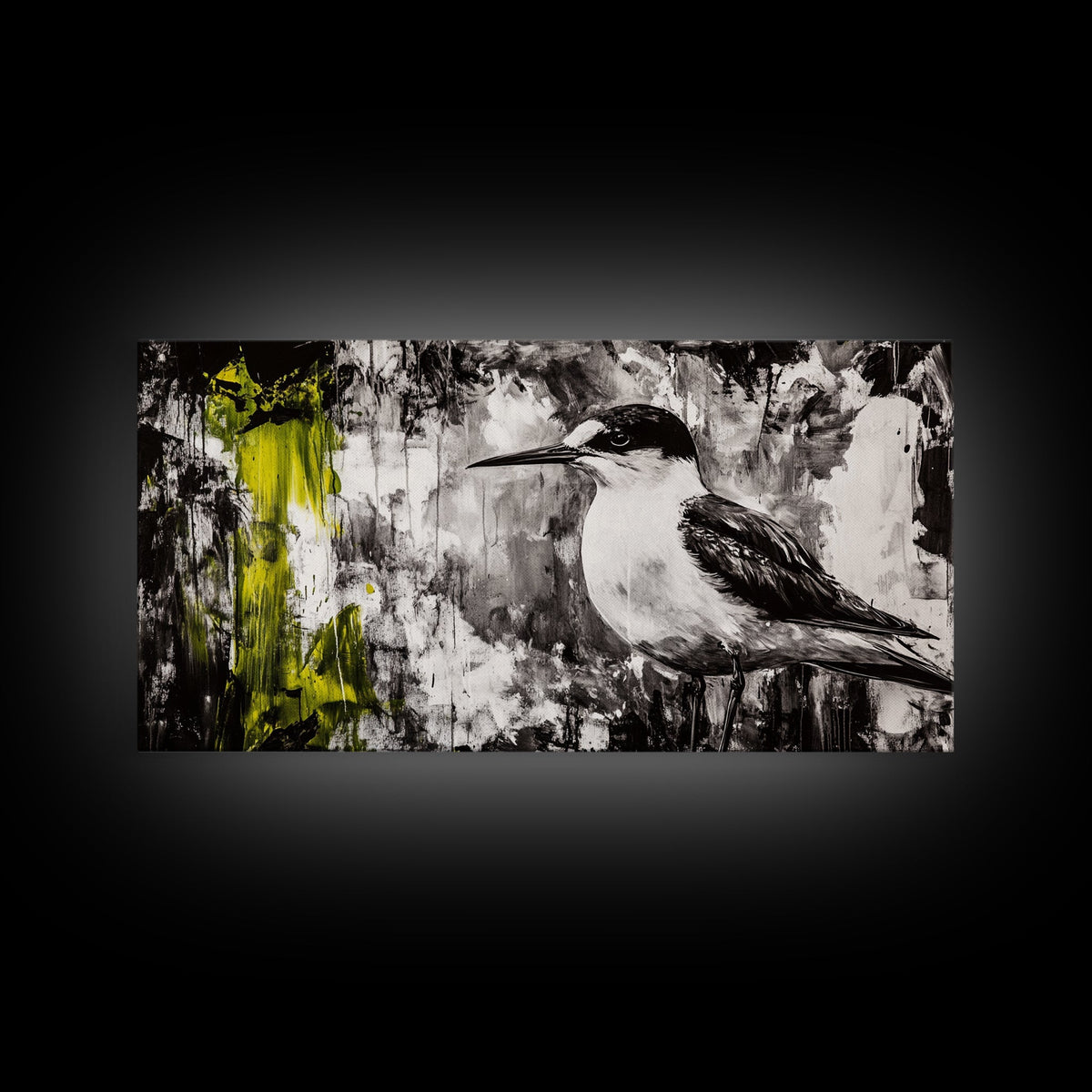 Black and White Bird, Modern Abstract, Minimalist Art, Canvas Print, Nature Wall Art, Office Wall Art, Boho Aesthetic Decor
