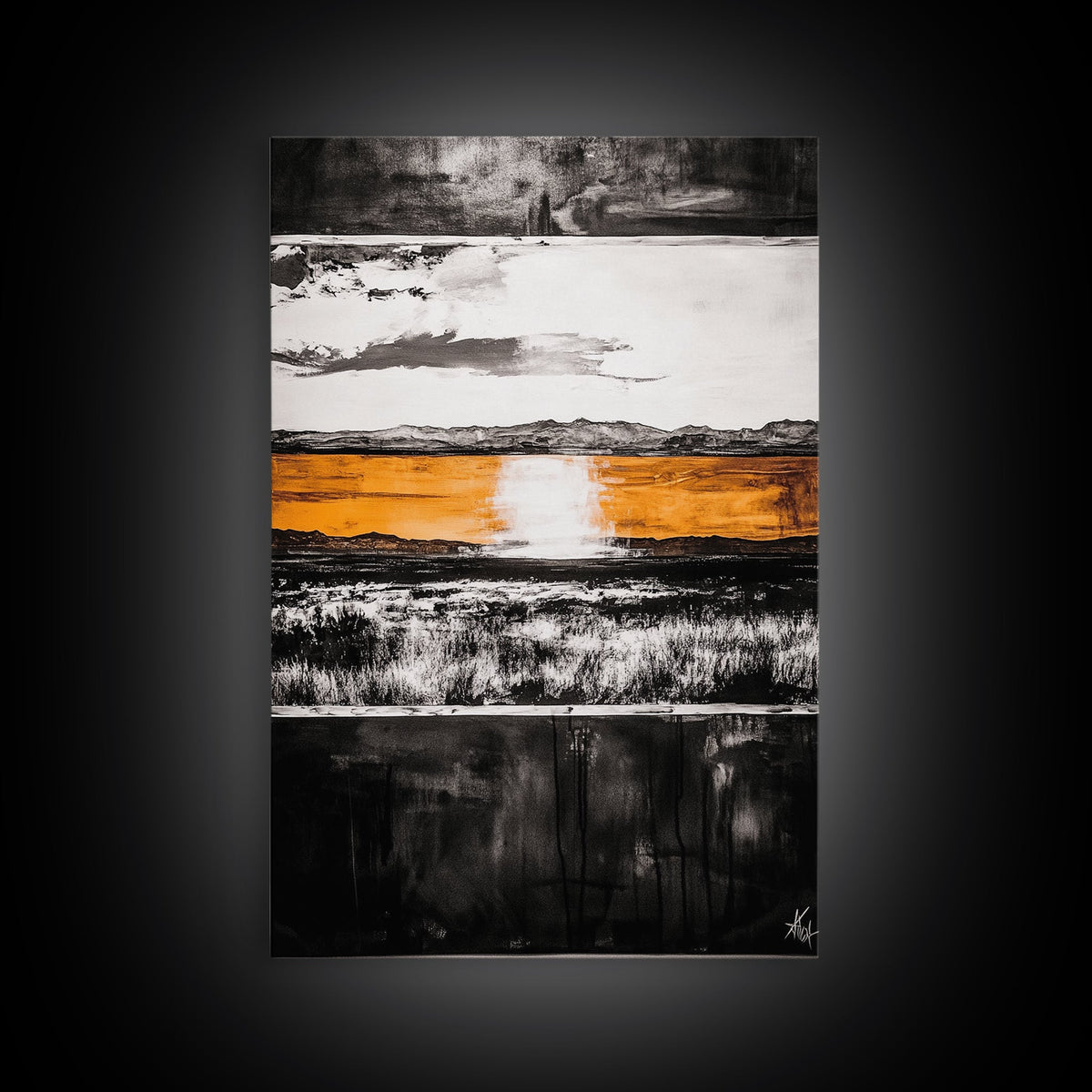 Abstract Horizon, Golden Light, Modern Landscape, Framed Canvas Print, Minimalist Wall Art, Office Decor, Contemporary Sunset, Fall Vibes | | Wiccan Center