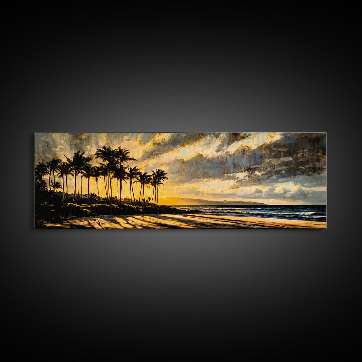 Golden Beach Sunset, Coastal Wall Art, Framed Canvas Print, Tropical Home Decor, Relaxing Seascape, Living Room Wall Art, Ocean Sunset Art | | Wiccan Center