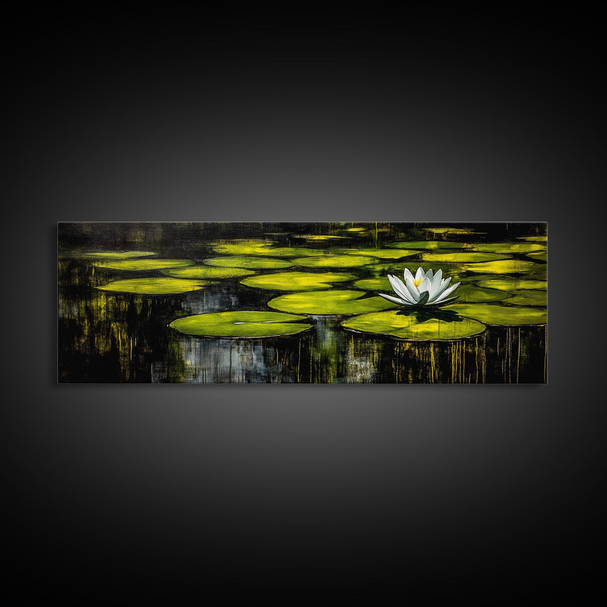 Water Lily Pond, Tranquil Nature Art, Green Botanical Art, Zen Wall Art, Framed Canvas Print, Office Decor, Relaxing Home Art, Spa Wall Art | | Wiccan Center