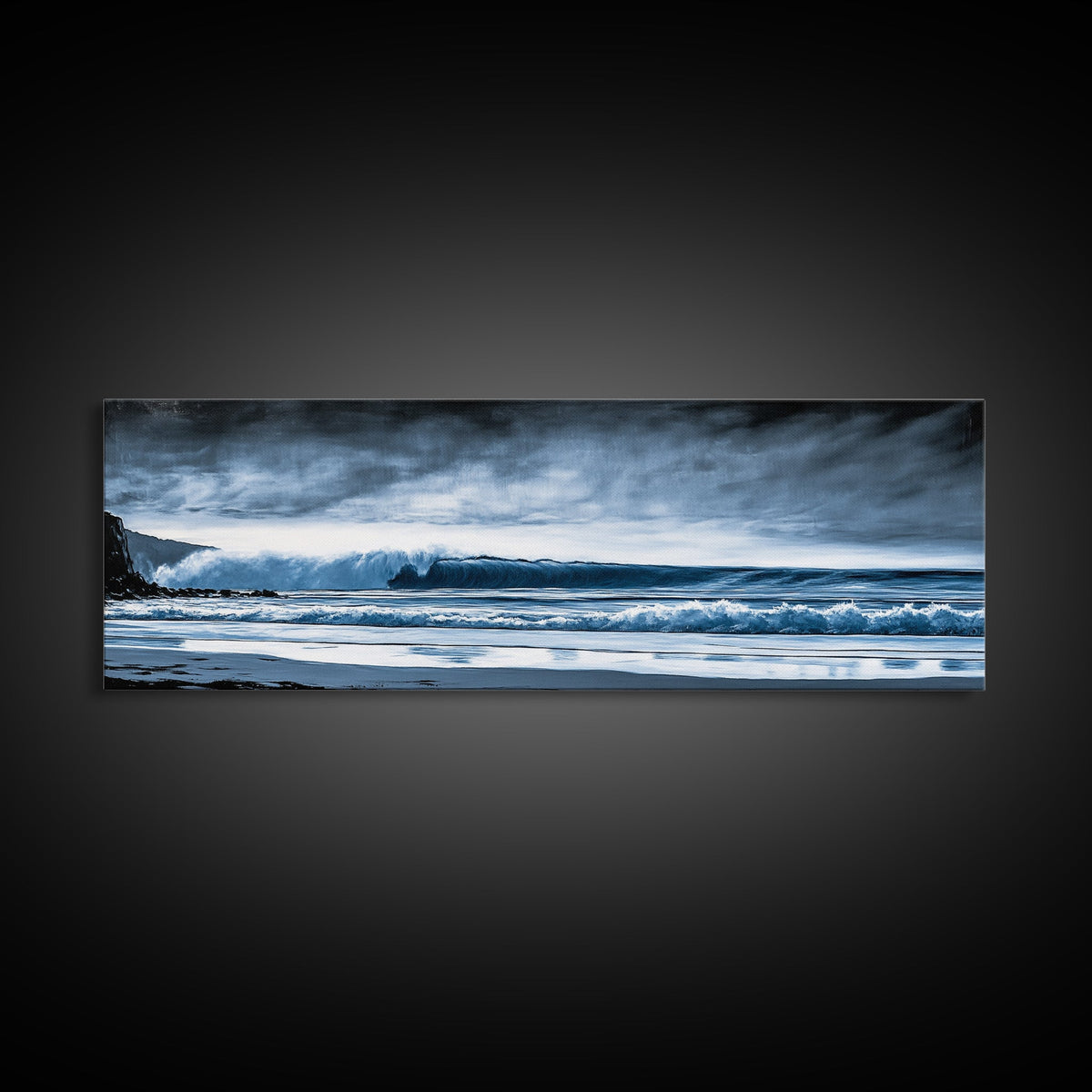 Ocean Wave, Moody Seascape, Blue Water Art, Stormy Sky, Coastal Home Accent, Surfer Decor, Minimalist Wall Art, Canvas Print | | Wiccan Center