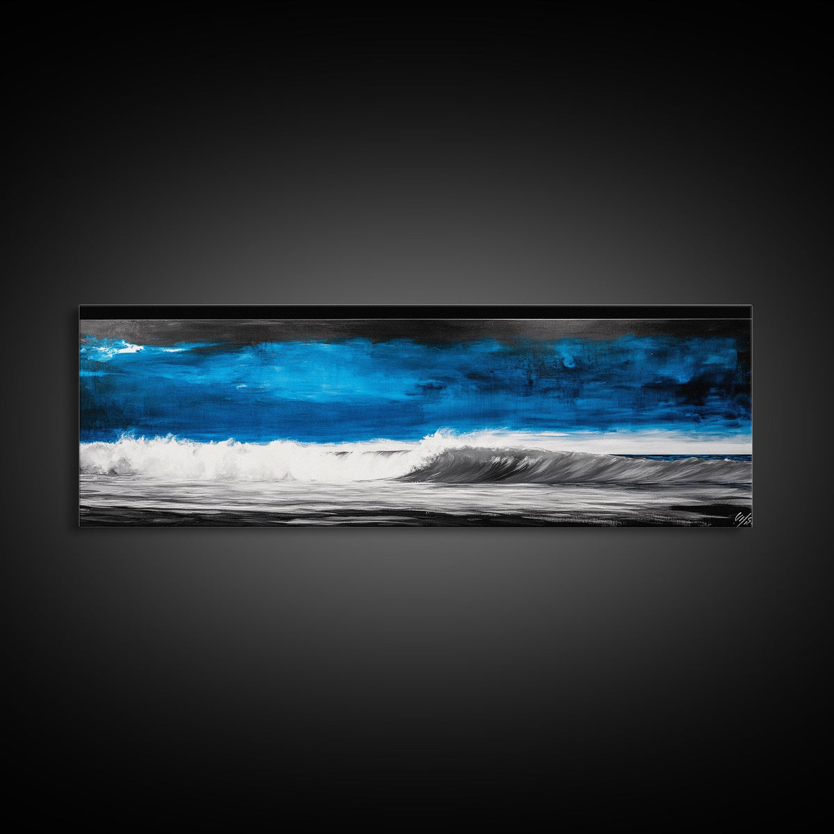 Ocean Wave Painting, Blue Seascape Art, Modern Coastal Decor, Large Beach Wall Art, Minimalist Water Art, Office Wall Decor, Framed Canvas Print | | Wiccan Center