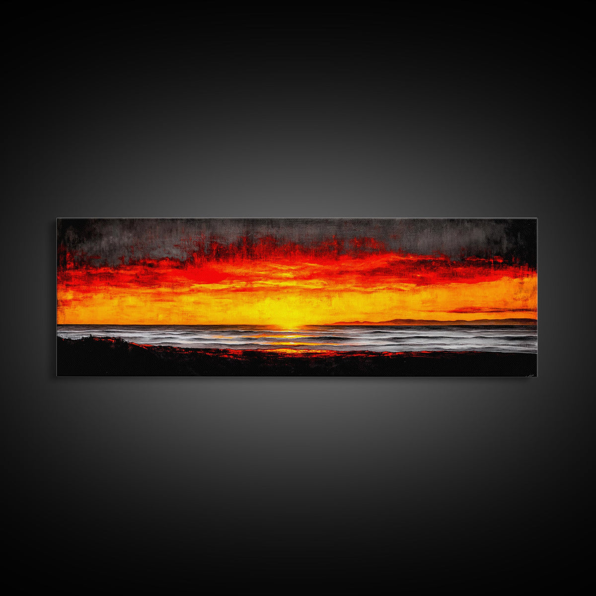 Sunset, Ocean, Waves, Canvas Print, Vibrant Sunset Wall Art, Beach House Decor, Coastal Painting, Living Room Art, Boho Aesthetic, Seascape | | Wiccan Center