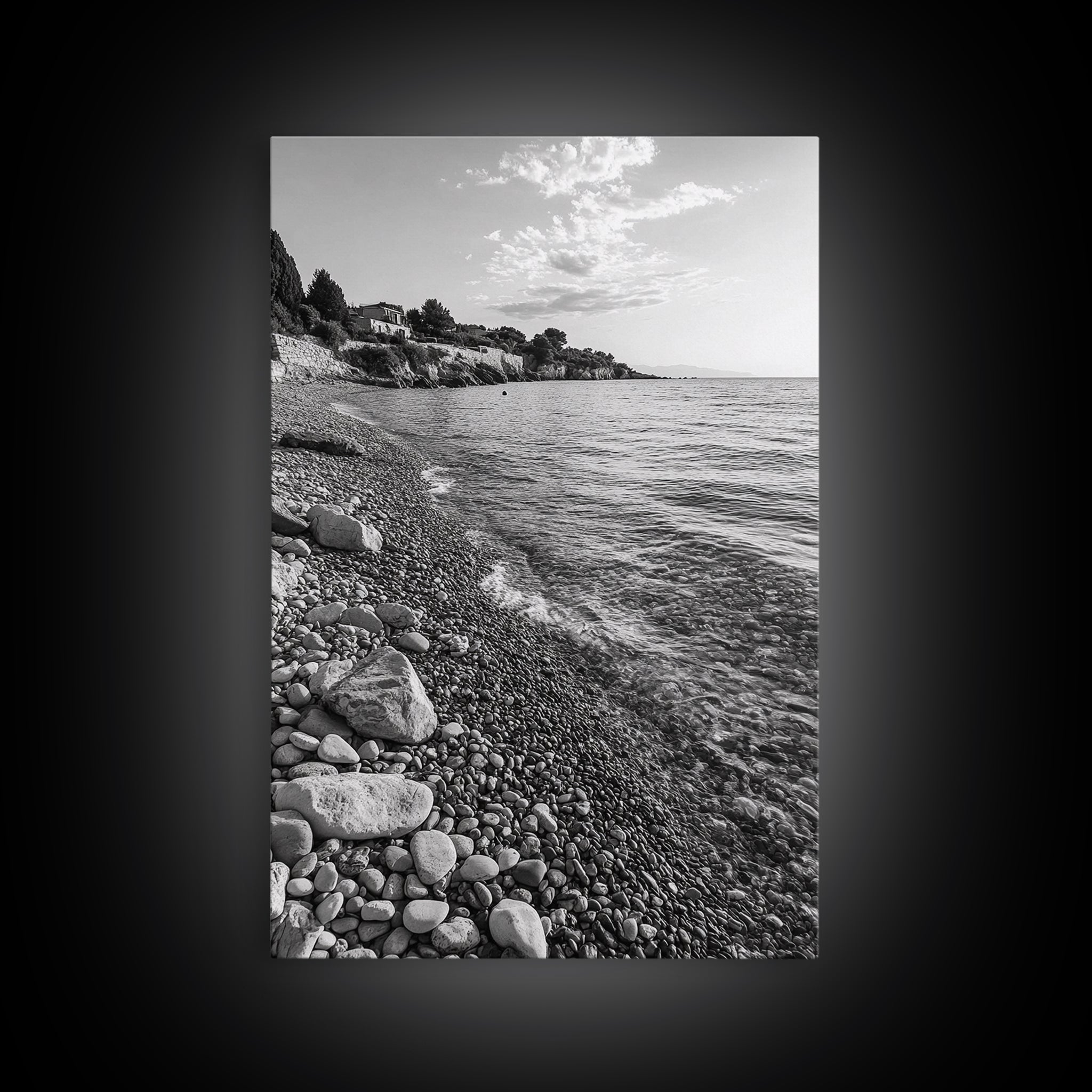 Pebble Beach, Tranquil Coastline, Coastal Stones, Sunrise Shore, Canvas Print, Bathroom Wall Art, Ocean Photography, Beach House Decor | | Wiccan Center