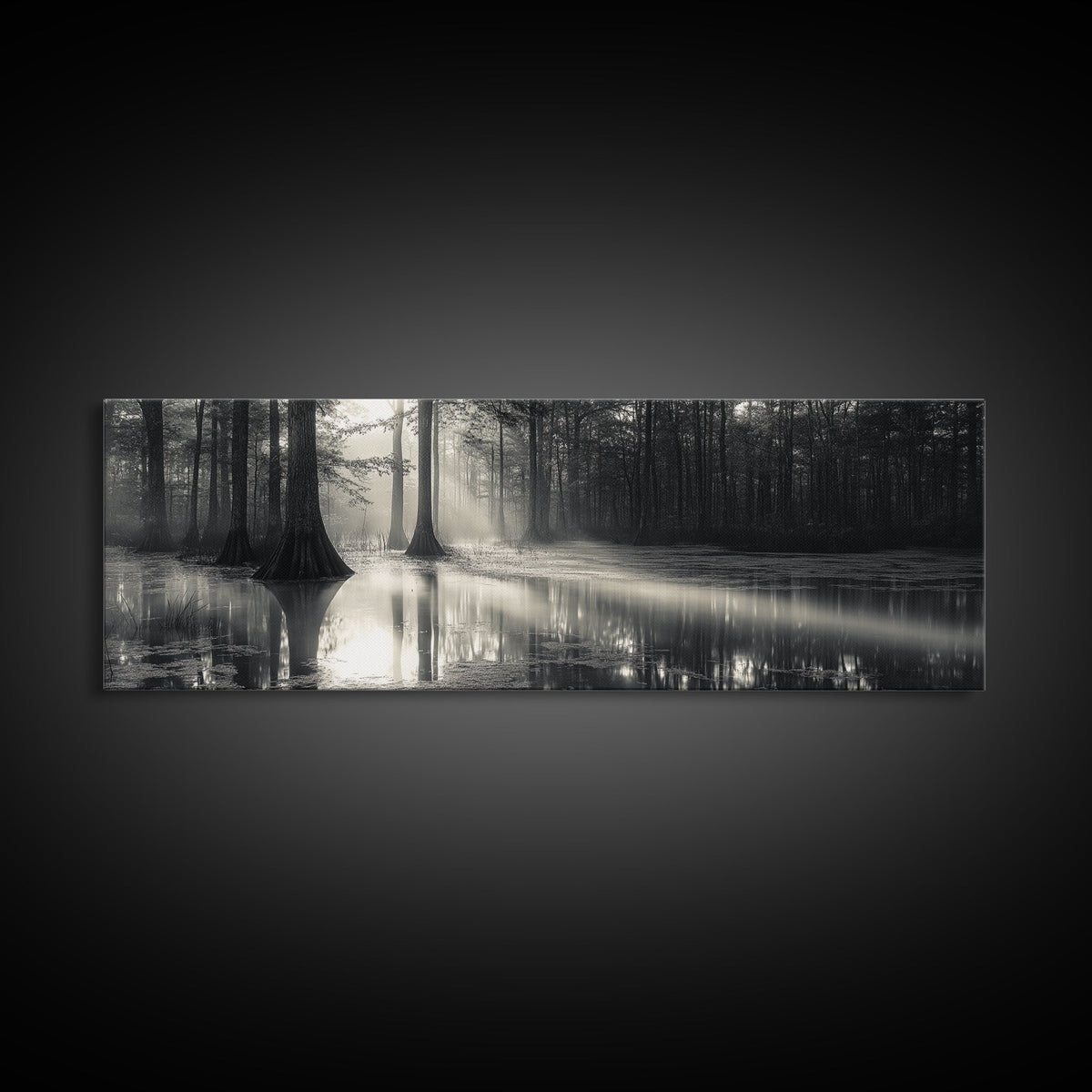 Cypress Swamp, Foggy Forest, Morning Light, Still Waters, Framed Canvas Print, Nature Wall Art, Autumn Decor, Moody Forest Photography | | Wiccan Center