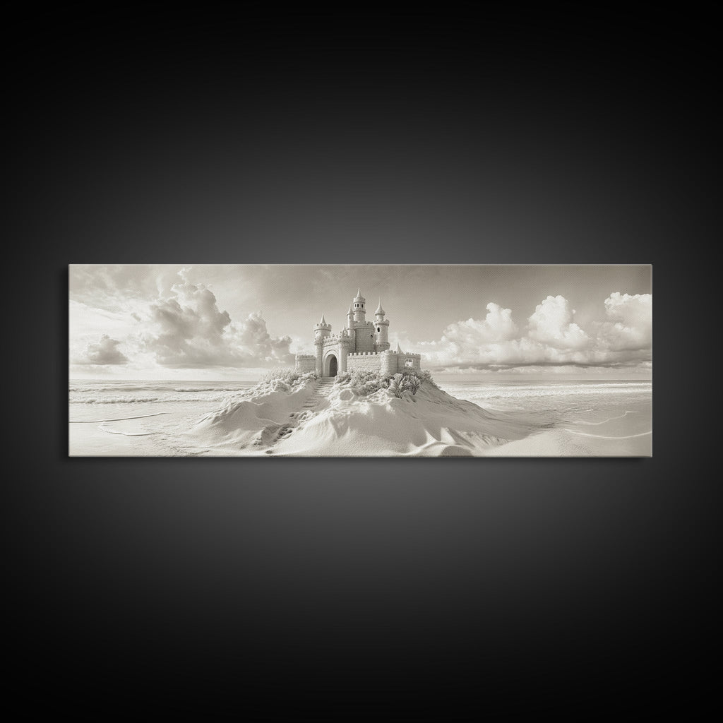 Fantasy Sand Castle, Seaside Kingdom, Dreamy Beach Scene, Magical Vibes, Framed Canvas Print, Kids Room Art, Whimsical Decor, Coastal Theme | | Wiccan Center