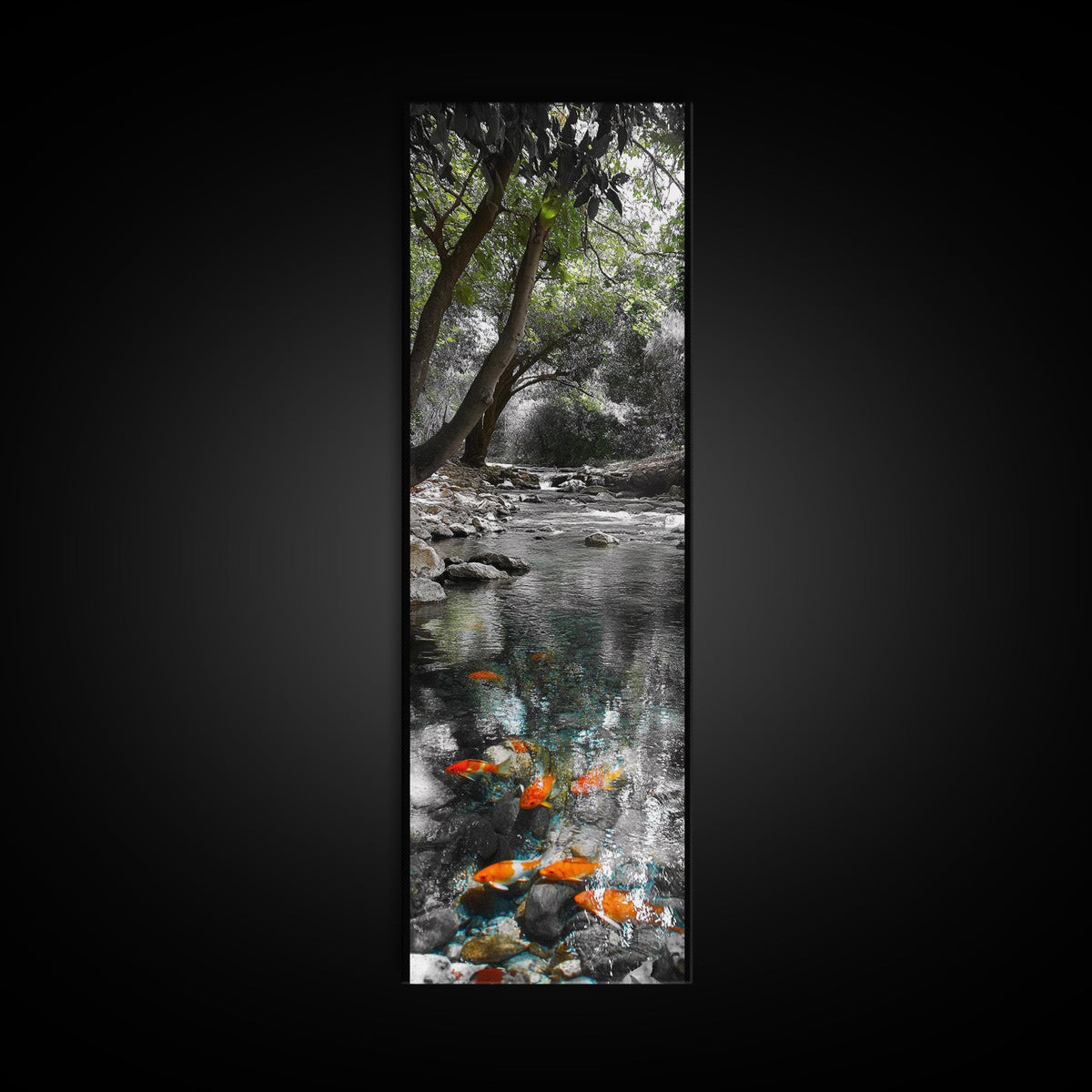 Koi Pond, Peaceful Water, Zen Garden Vibes, Orange Fish, Reflective Nature, Framed Canvas Print, Serene Bedroom Wall Art, Living Room Art | | Wiccan Center