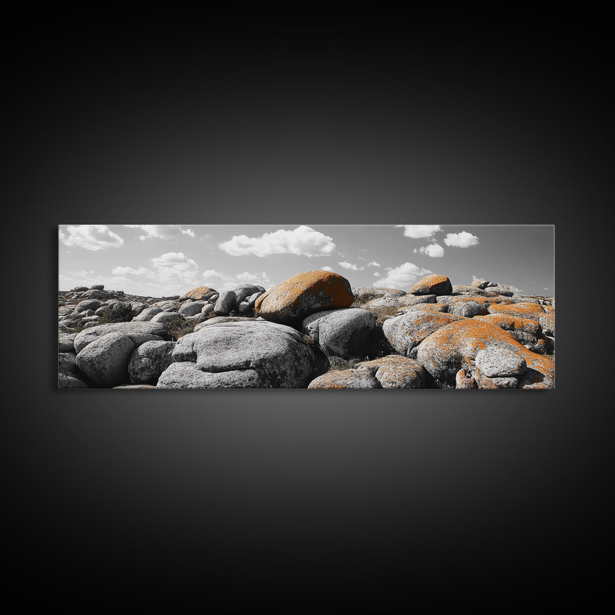 Granite Boulder Field, Orange Lichen Rocks, Desert Rockscape, Canvas Print, Natural Earth Decor, Living Room Wall Art | | Wiccan Center