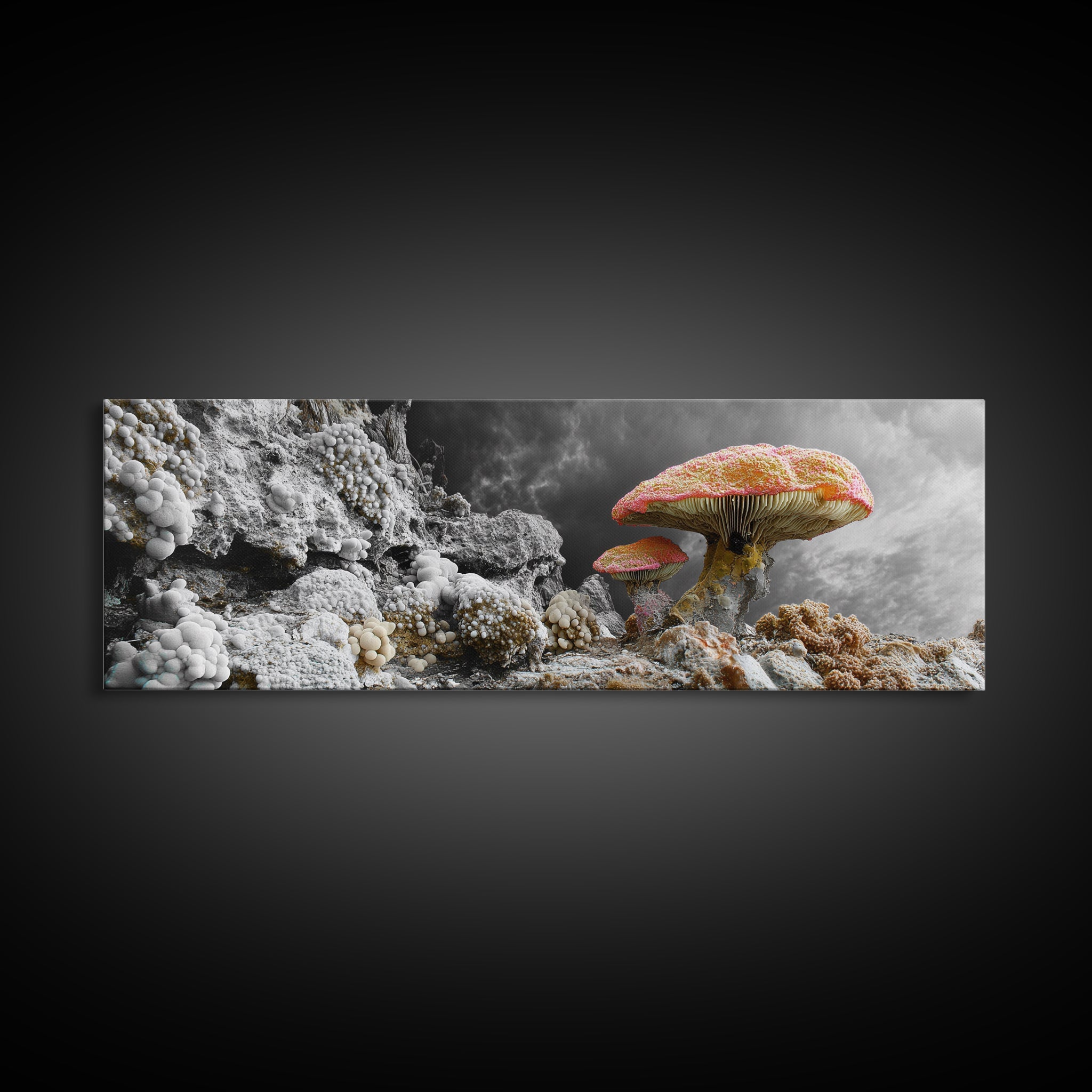 Fantasy Mushrooms, Surreal Fungi, Dark Cottagecore, Magical Forest, Framed Canvas Print, Whimsical Wall Art, Bedroom Wall Decor