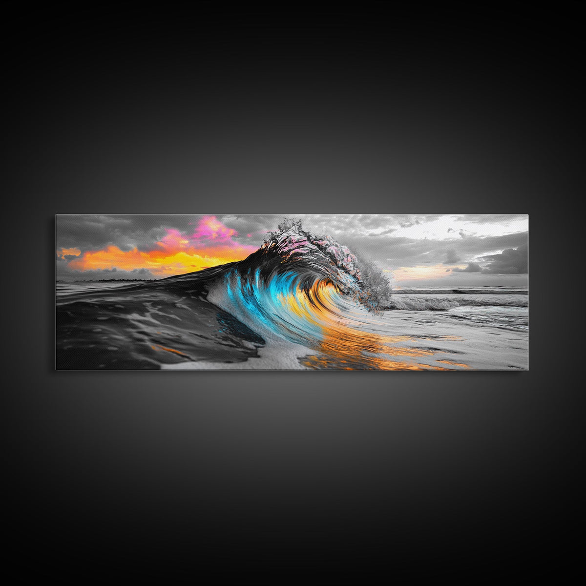 Wave Photography, Color Splash, Sunset Sea, Surf Art, Framed Canvas Print, Beach House Decor, Coastal Vibes, Modern Ocean Wall Art | | Wiccan Center
