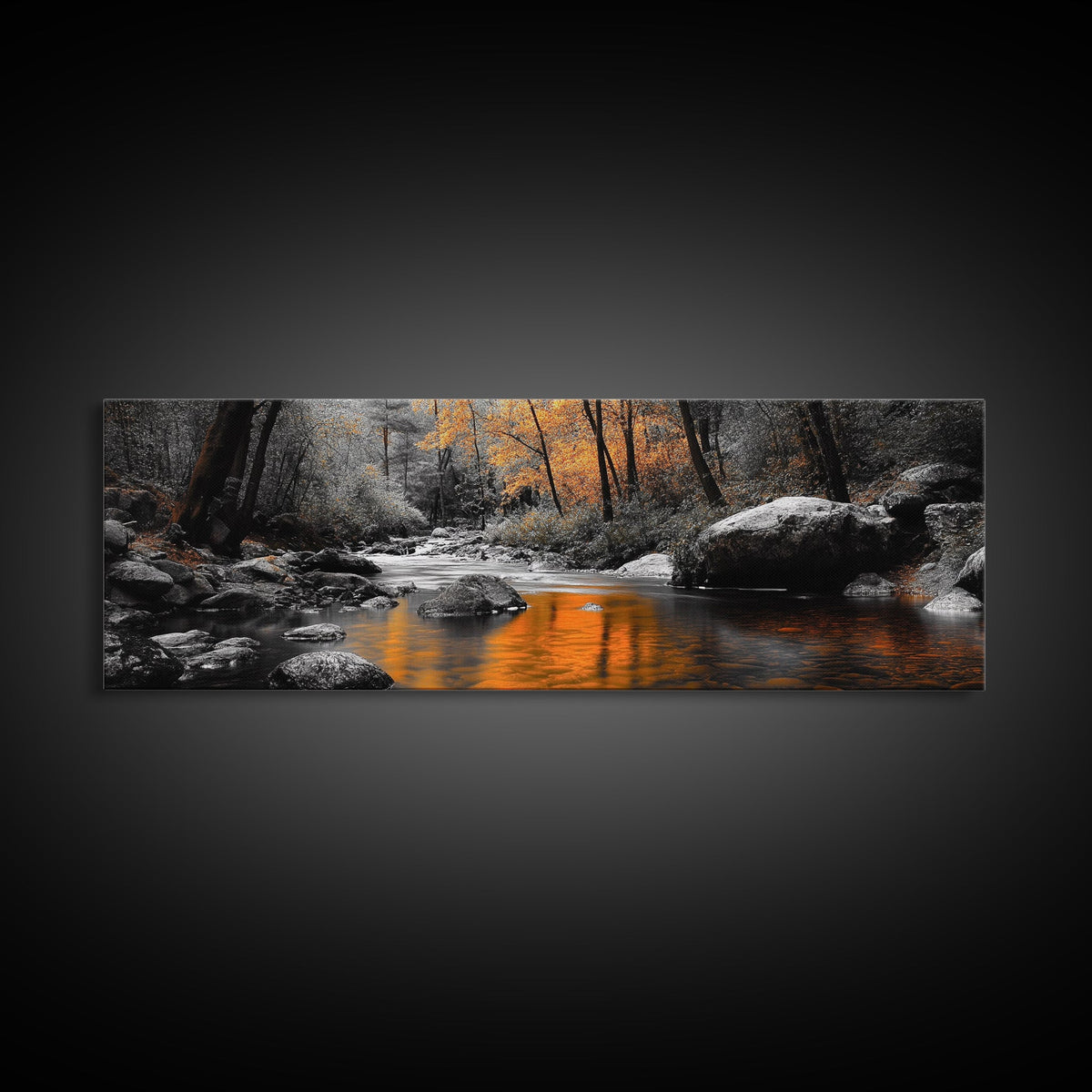Autumn River Scene, Fall Forest Landscape, Tranquil Waters, Framed Canvas Print, Rustic Wall Art, Cabin Decor, Moody Photography | | Wiccan Center