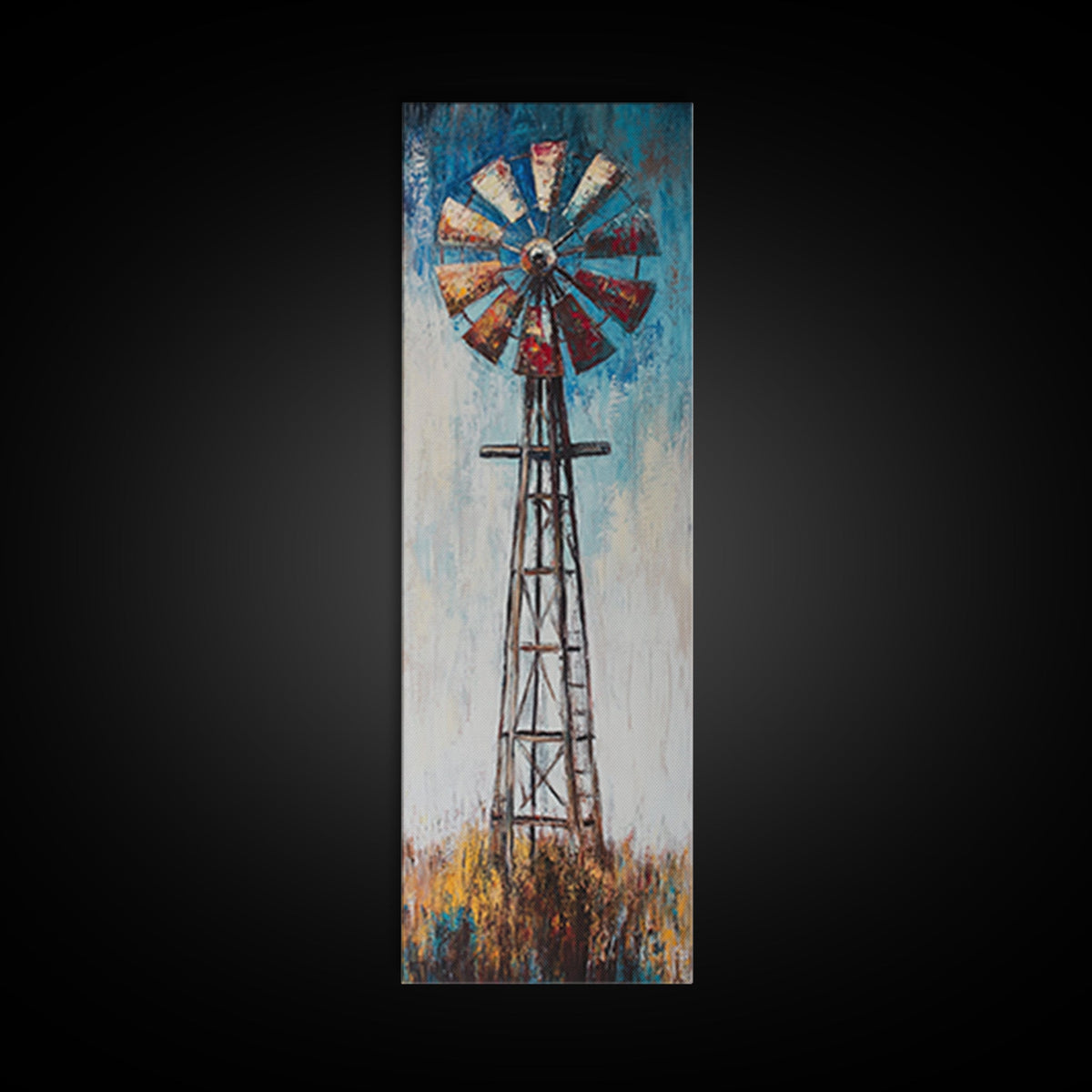 Vintage Windmill Painting Framed Canvas Print windmill wall art rustic decor farmhouse art moody art vertical wall art extra wide art | | Wiccan Center