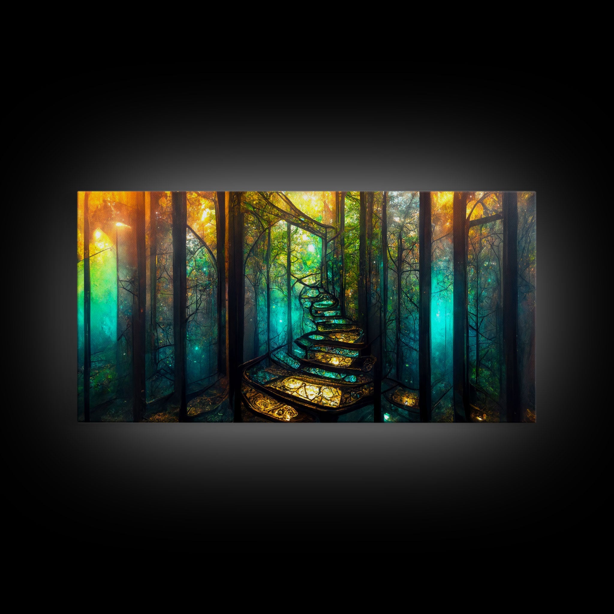 Fantasy wall art, canvas print, magical forest, fantasy landscape art, ready to hang wall art, bioluminescent glowing fantasy wall decor | | Wiccan Center