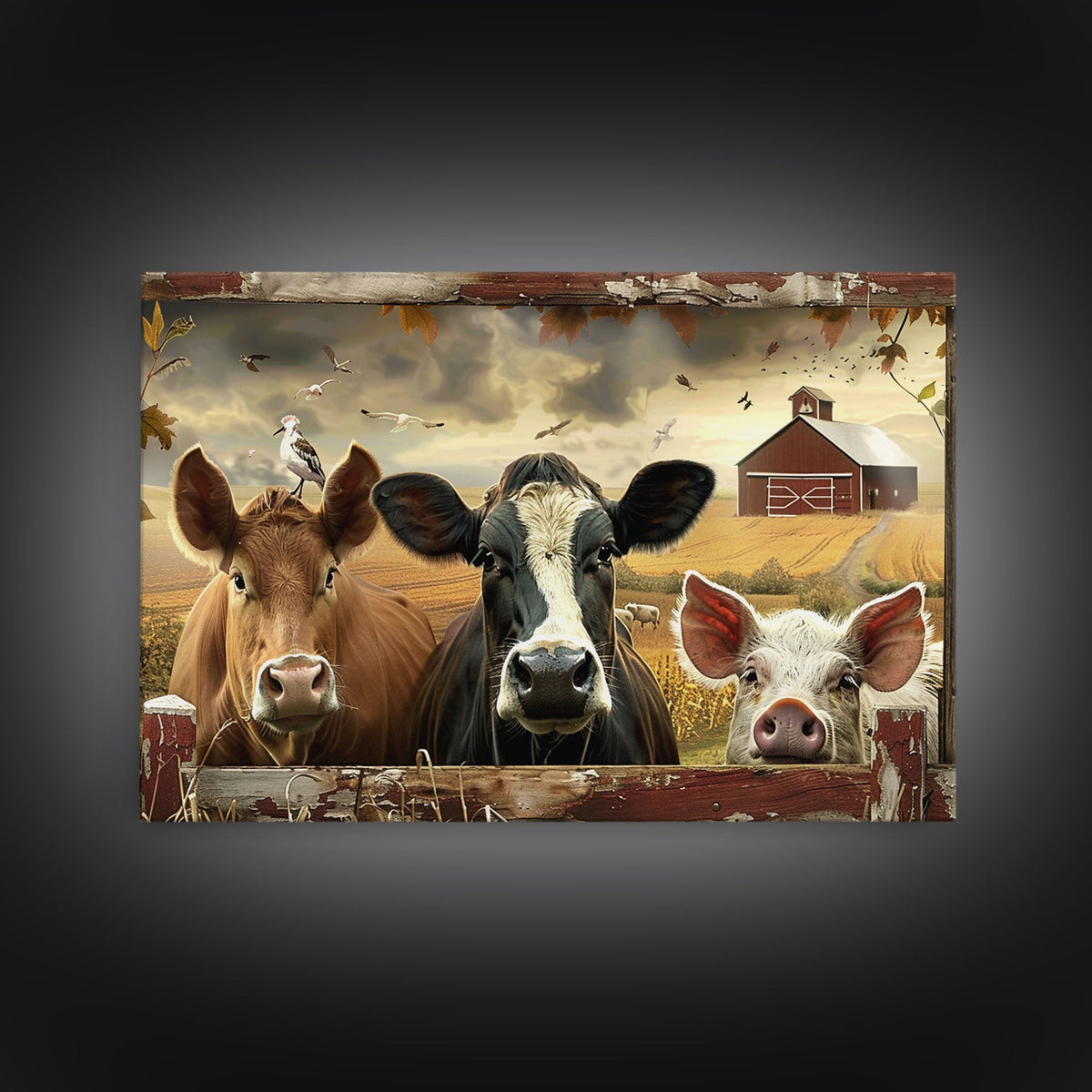 Cute Farmhouse Animal Print, Window Art, Wall Art, Home Decor, Wall Decor, Cute Farmhouse Kitsch Living Room Art