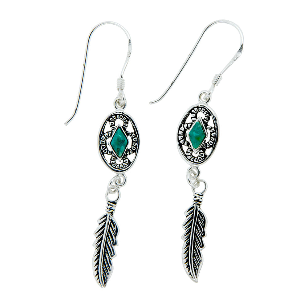 Concho Native Earrings with Turquoise | Earrings | Wiccan Center