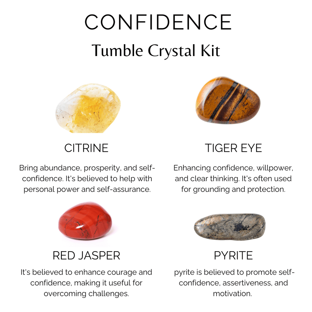 Boost CONFIDENCE Crystal Kit, Gemstone Tumble Kit, Confidence Crystal Gift Set.