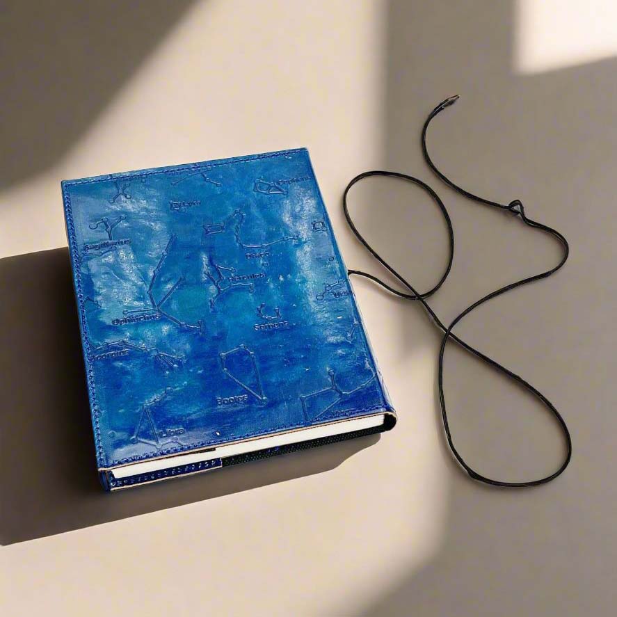 Constellation Refillable Embossed Leather Journal with Recycled Paper | Journal | Wiccan Center