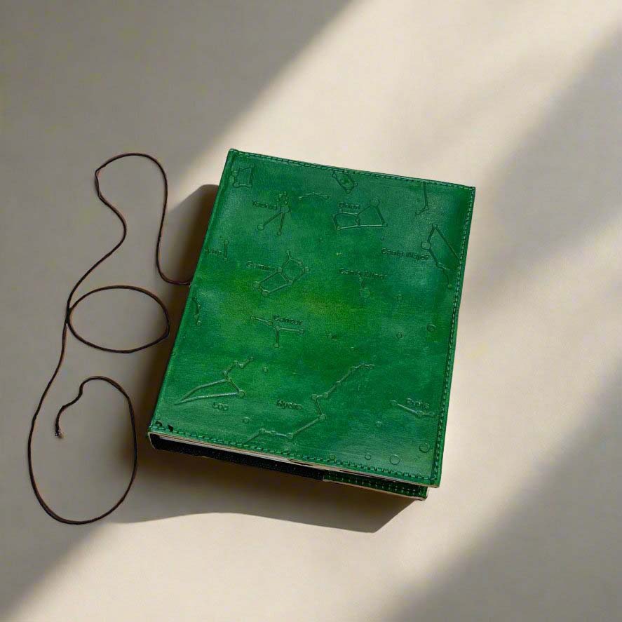 Constellation Refillable Embossed Leather Journal with Recycled Paper | Journal | Wiccan Center