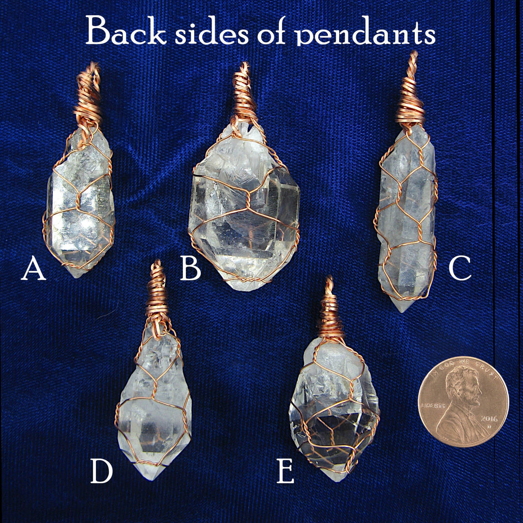 Clear Smoky Raw Quartz Crystal Pendant Necklace, Copper Wire-Wrapped, Handmade | Handmade > Copper & Gemstone | Wiccan Center