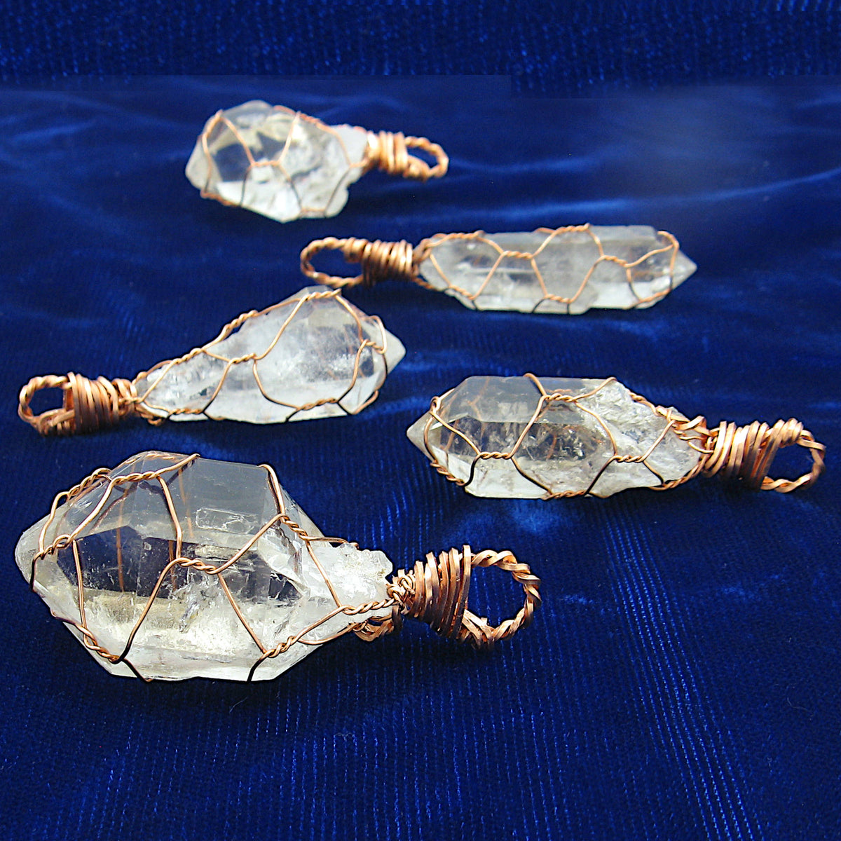 Clear Smoky Raw Quartz Crystal Pendant Necklace, Copper Wire-Wrapped, Handmade | Handmade > Copper & Gemstone | Wiccan Center