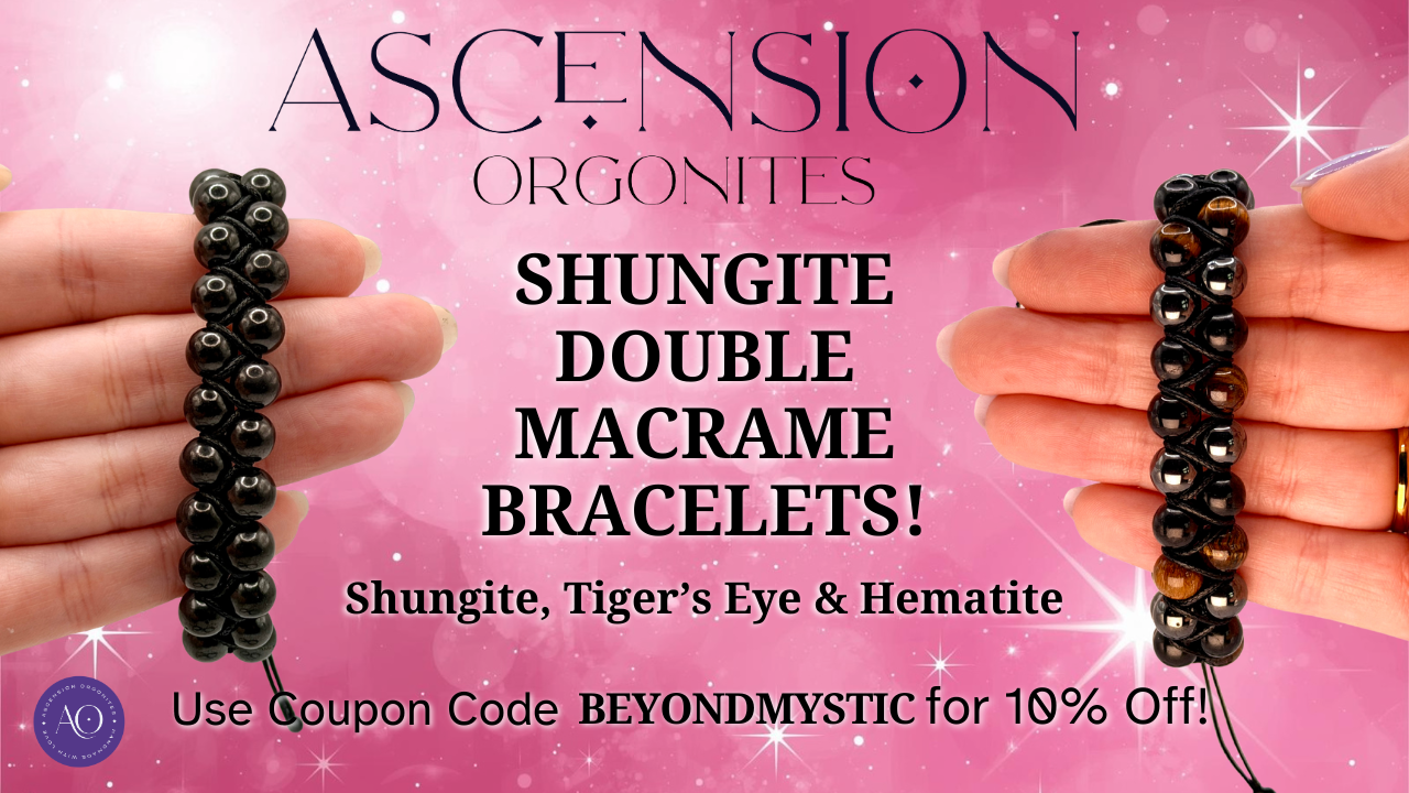 SHUNGITE DOUBLE MACRAME BRACELETS! - EMF Protection - Hand Cut Genuine Natural Shungite Bracelet High Quality Black Lustrous Gemstone from Russia