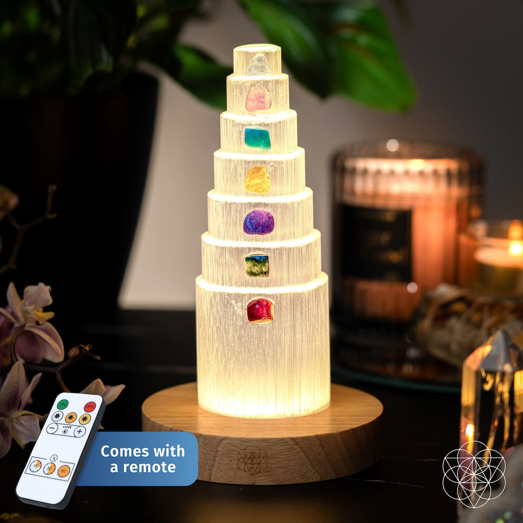 The Stress Shield Lamp - 7 Stones of Healing | Night Light | Wiccan Center