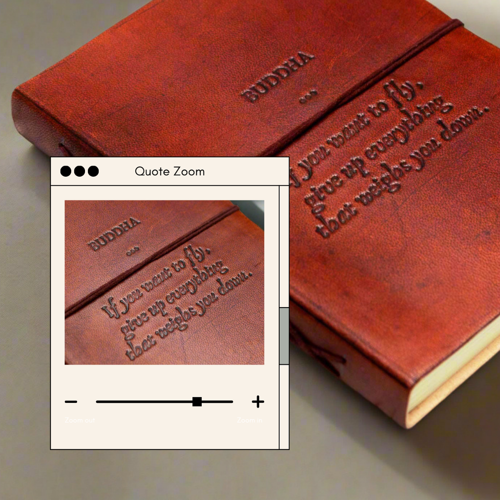 Buddha Quote Leather Journal - "Give Up Everything That Weighs You Down" | Journal | Wiccan Center