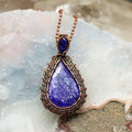 Crackle Quartz Dyed Wire Wrap Pendant 2.55 Inch