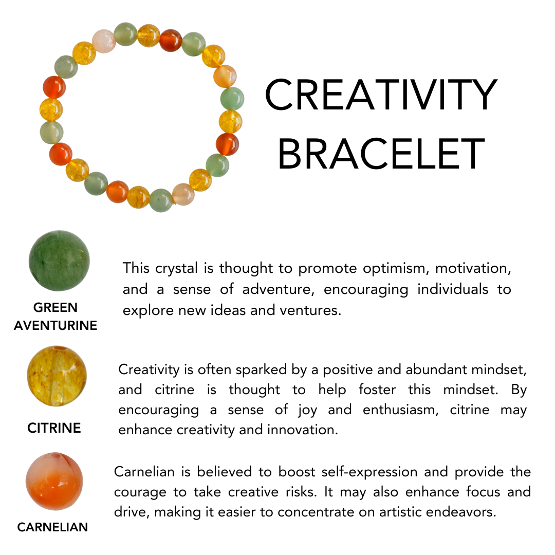 Energizes CREATIVITY Crystal Bracelet (Meditation, opportunity, and inspiration) | Bracelets | Wiccan Center
