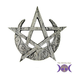 Crescent Moon Pentacle Plaque | Figurine | Wiccan Center