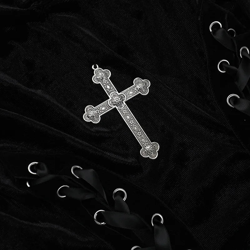 Velvet High Split Cross Dress | clothing | Wiccan Center