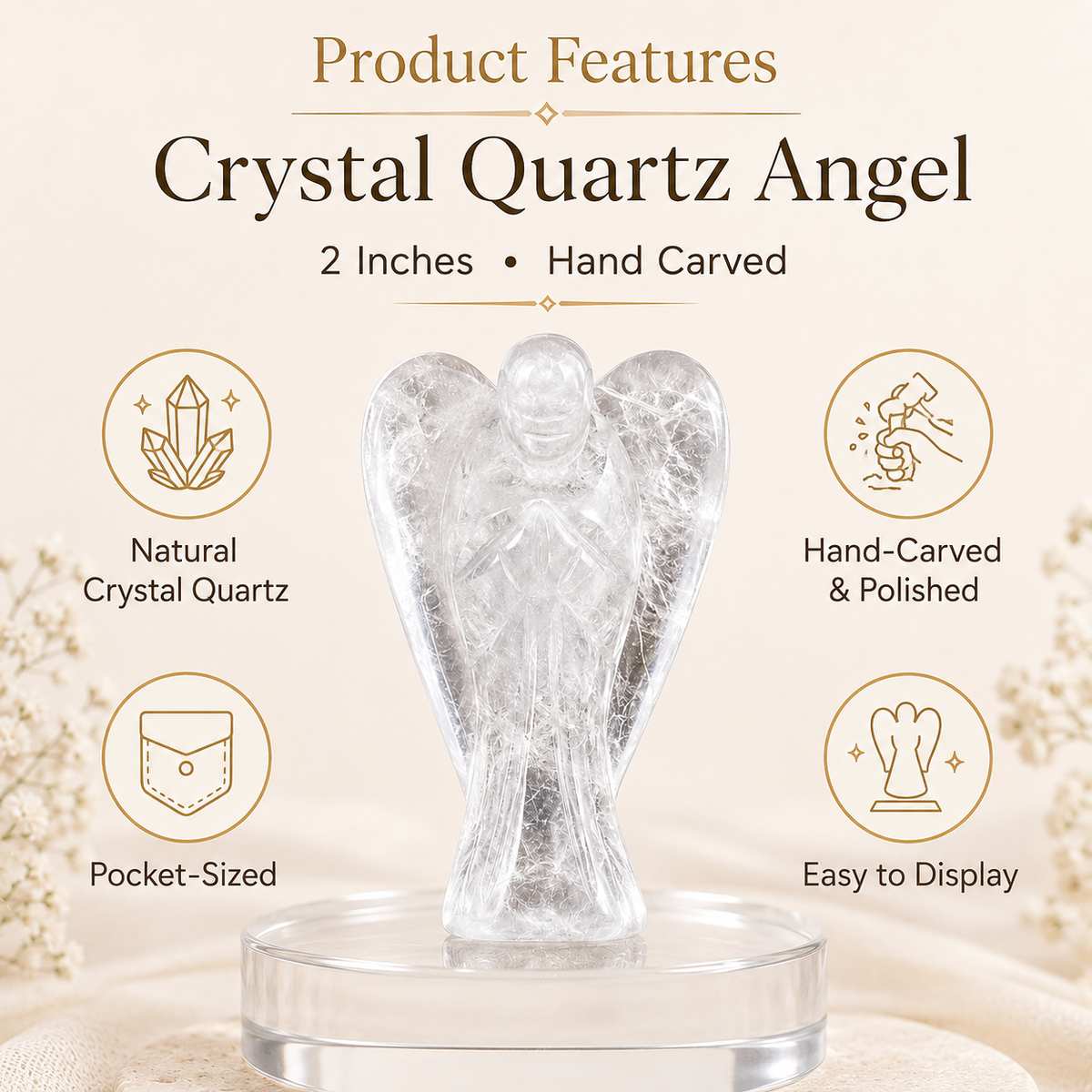 Crystal Quartz Angel Pocket Guardian