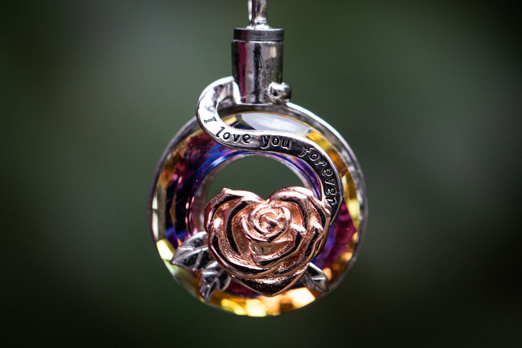 Crystal Rose Urn Necklace