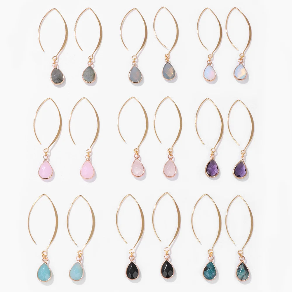 Crystal Faceted Teardrop Gold Earrings | earrings | Wiccan Center