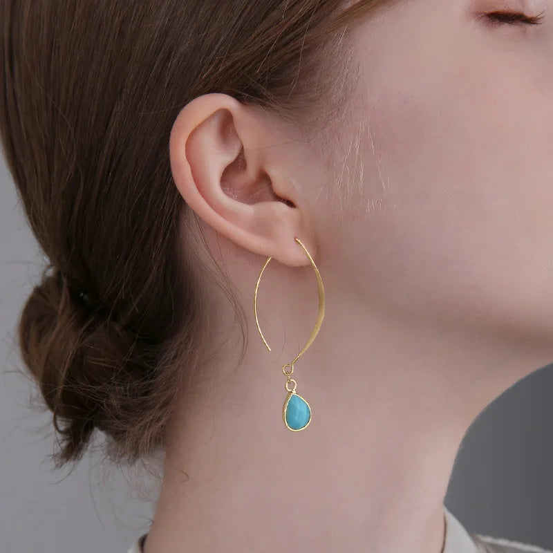 Crystal Faceted Teardrop Gold Earrings | earrings | Wiccan Center