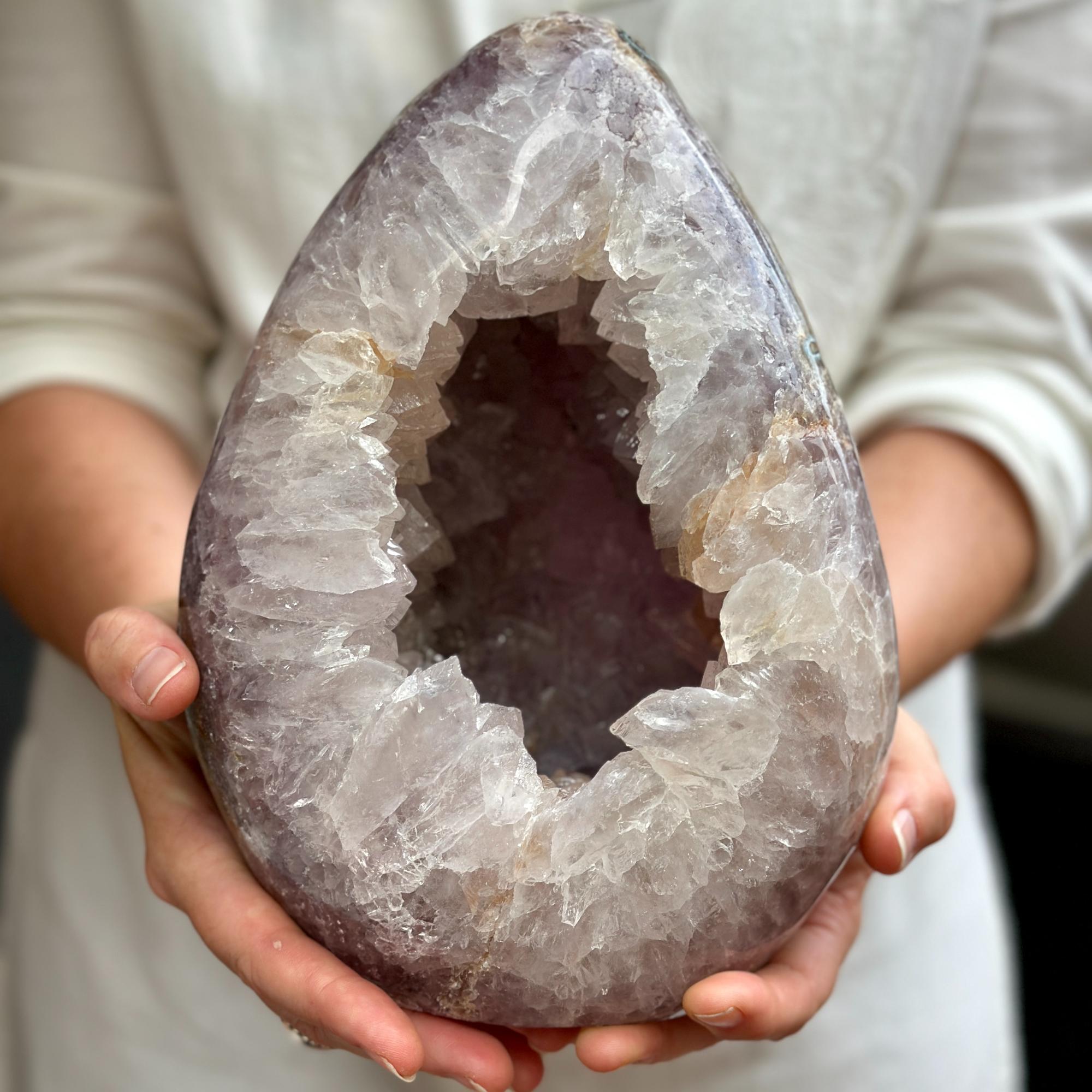 Crystal Geode, home decor with crystals eggs, quartz and agate find | Amethyst Geodes | Wiccan Center