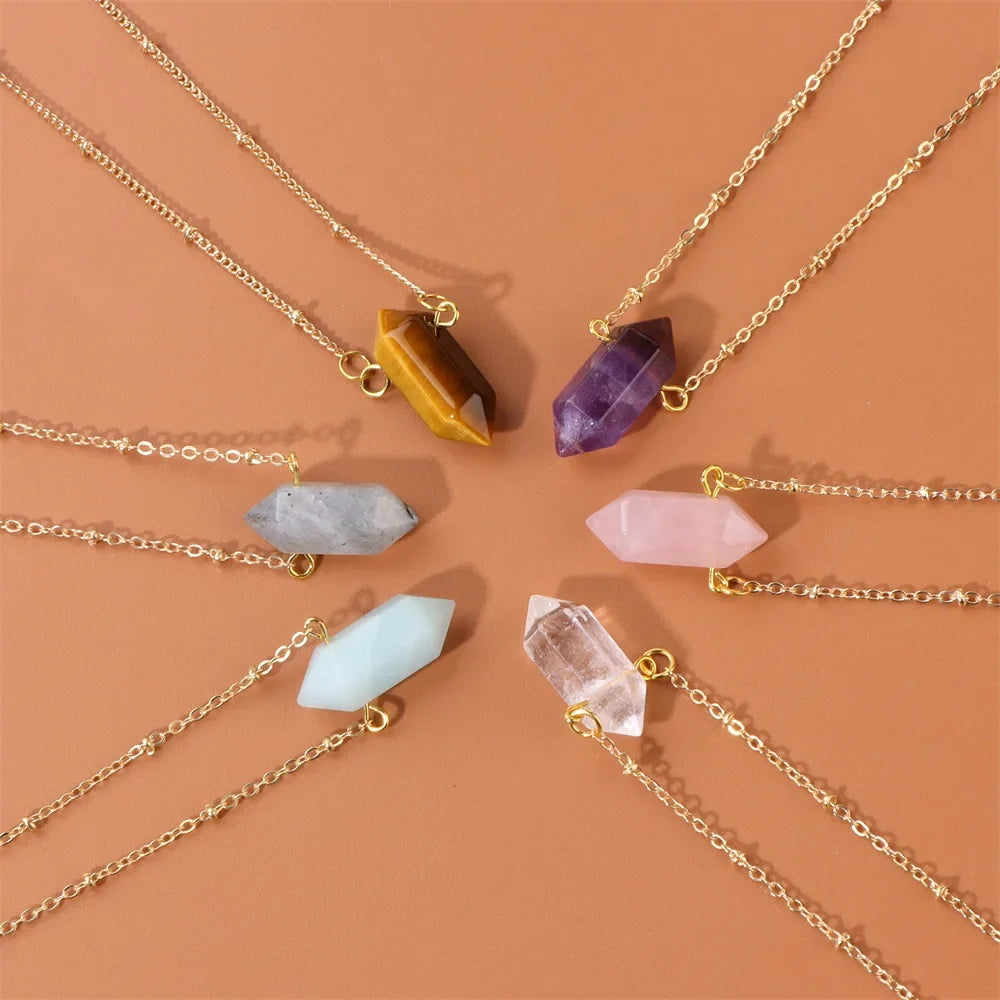 Crystal Hexagon Gold Necklaces | necklace | Wiccan Center
