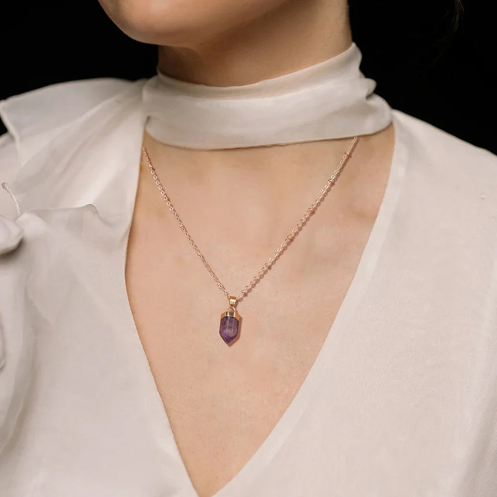 Crystal Point Gold Pendant Necklaces | necklace | Wiccan Center