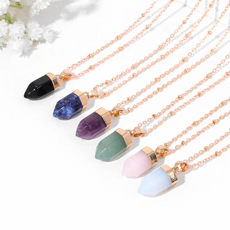 Crystal Point Gold Pendant Necklaces | necklace | Wiccan Center